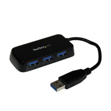 StarTech.com Adaptador Concentrador Hub Ladrón USB 3.0 (5Gbps) Super Speed para Portátil de 4 Puertos Salidas en color negro, SKU: ST4300MINU3B
