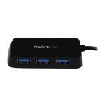 StarTech.com Adaptador Concentrador Hub Ladrón USB 3.0 (5Gbps) Super Speed para Portátil de 4 Puertos Salidas en color negro, SKU: ST4300MINU3B