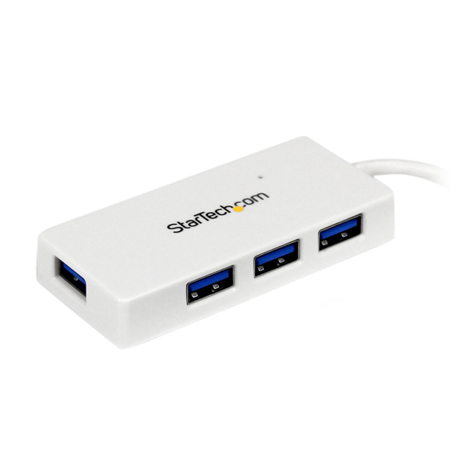 StarTech.com Adaptador Concentrador Hub Ladrón USB 3.0 (5Gbps) Super Speed para Laptop de 4 Puertos Salidas - Blanco 1 StarTech.com Adaptador Concentrador Hub Ladrón USB 3.0 Blanco