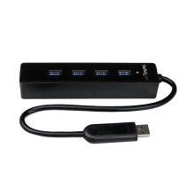 Adaptador concentrador hub USB 3.0 de StarTech con 4 puertos, velocidad de transferencia de 5Gbps, color negro, modelo ST4300PBU3