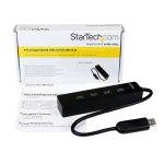 Adaptador concentrador hub USB 3.0 de StarTech con 4 puertos, velocidad de transferencia de 5Gbps, color negro, modelo ST4300PBU3