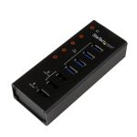StarTech.com Hub Concentrador USB 3.0 de 4 Puertos y 3 Puertos de Carga USB, modelo ST4300U3C3, con carcasa de metal y velocidades de hasta 5 Gbps