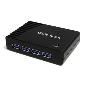 StarTech Adaptador Concentrador Hub Ladrón USB 3.0 Super Speed con 4 Puertos Salidas para PC y Mac en color negro, SKU: ST4300USB3EU