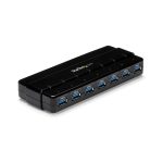 Concentrador USB 3.0 de 7 puertos de StarTech.com, modelo ST7300USB3B, con velocidad de transferencia de 5 Gbps ideal para sobremesa.