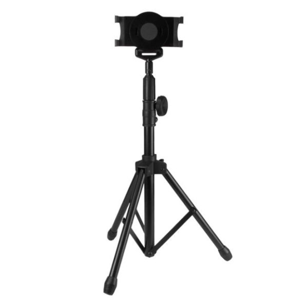 StarTech.com Trípode Ajustable de Piso para Tablets, modelo STNDTBLT1A5T, en color negro, con soporte universal y altura regulable