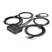 StarTech.com Switch Conmutador KVM de 2 Puertos HDMI, soporta 4K a 60Hz, incluye cables de 1,2m, audio y conmutado remoto, SKU SV211HDUA4K