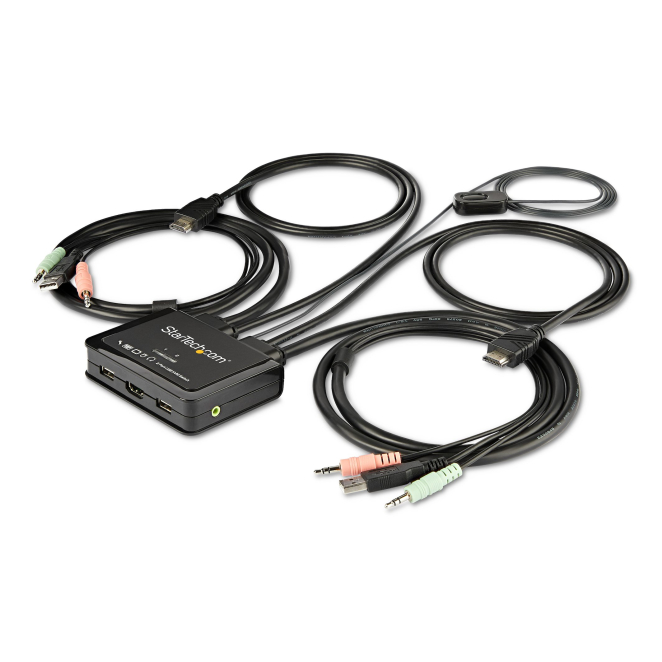 StarTech.com KVM Switch HDMI 4K de 60Hz con Audio Incorporado StarTech.com Switch Conmutador KVM de 2 Puertos HDMI, soporta 4K a 60Hz, incluye cables de 1,2m, audio y conmutado remoto, SKU SV211HDUA4K