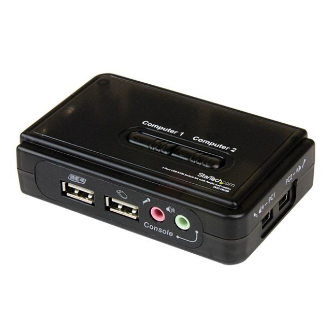 StarTech.com Juego de Conmutador KVM de 2 Puertos con USB y VGA StarTech.com Juego de conmutador KVM con 2 puertos, USB, audio y vídeo VGA, SKU SV211KUSB