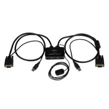 StarTech conmutador KVM USB de cable con 2 puertos VGA, modelo SV211USB, alimentado por USB y con interruptor remoto