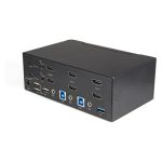 Switch Conmutador KVM de StarTech.com con SKU SV231DHU34K6, 2 puertos HDMI 2.0, soporta 4K a 60Hz, HDR, hub USB 3.0 de 2 puertos y 4 puertos USB 2.0 HID.