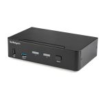 Switch KVM de StarTech.com con 2 puertos DisplayPort, soporta resolución 4K a 60Hz, incluye hub USB 3.0 y audio, SKU SV231DPU34K