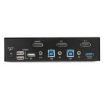 Switch KVM de StarTech.com con 2 puertos DisplayPort, soporta resolución 4K a 60Hz, incluye hub USB 3.0 y audio, SKU SV231DPU34K