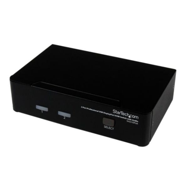 StarTech.com Conmutador Switch KVM profesional de 2 puertos con vídeo DisplayPort, USB y audio, resolución 2560x1600, SKU SV231DPUA