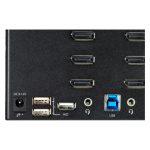 StarTech.com Switch Conmutador KVM de 2 Puertos DisplayPort 1.2 para 4 Monitores UHD 4K 60Hz con HDR y Hotkeys, 2 Puertos USB 3.0 y 4 Puertos USB 2.0 HID, SKU SV231QDPU34K