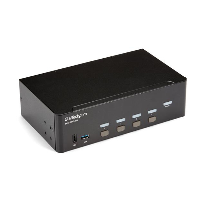 StarTech.com Switch KVM HDMI 4 Puertos con Soporte 4K de 30Hz y Pantalla Doble StarTech.com Switch Conmutador KVM de 4 Puertos HDMI con resolución 4K a 30Hz y soporte de pantalla doble, SKU SV431DHD4KU