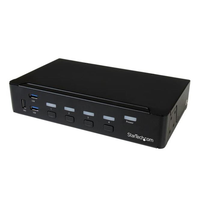 StarTech.com Switch KVM 4 Puertos DisplayPort 4K con USB 3.0 Imagen del Switch KVM de StarTech.com con 4 puertos DisplayPort 4K y USB 3.0, SKU SV431DPU3A2