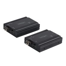 Imagen del extensor KVM HDMI de StarTech.com para 4K con fibra, longitud de hasta 300m, incluye módulos SFP+ MMF de 10Gb, SKU SV565FXHD4KU