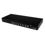 StarTech.com Conmutador Switch KVM de 8 Puertos, Video VGA HD15, USB 2.0, SKU SV831DUSBGB, instalado en un estante de rack 1U