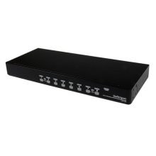StarTech.com Conmutador Switch KVM de 8 Puertos, Video VGA HD15, USB 2.0, SKU SV831DUSBGB, instalado en un estante de rack 1U