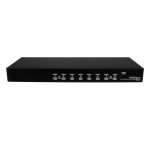 StarTech.com Conmutador Switch KVM de 8 Puertos, Video VGA HD15, USB 2.0, SKU SV831DUSBGB, instalado en un estante de rack 1U