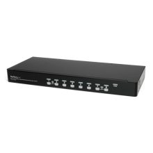 StarTech.com Conmutador Switch KVM 1U con OSD y cables, 8 puertos USB A, vídeo VGA HD15, SKU SV831DUSBUK