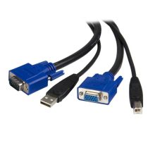 Cable KVM StarTech de 1,8 metros, todo en uno, con conectores VGA USB A y USB B HD15. SKU: SVUSB2N1_6