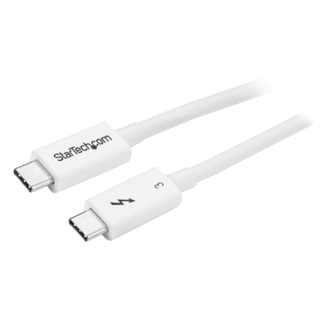 StarTech.com Thunderbolt 3 Cable 50cm 40Gbps Cable Thunderbolt 3 de StarTech.com blanco de 50cm, soporte 40Gbps, 100W PD, vídeo 4K/5K. SKU: TBLT34MM50CW