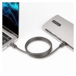 Cable de 1 metro Thunderbolt 4 de StarTech.com con transferencia de datos a 40Gbps, PD 100W para carga rápida, soporte de vídeo 4K/8K, y certificación Intel. Compatible con USB4, Thunderbolt 3, USB 3.2, USB Tipo C, y DisplayPort. SKU: TBLT4MM1M