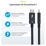 StarTech.com Cable Thunderbolt 5 de 80cm, certificado, capacidad de 80Gbps a 120Gbps, entrega de alimentación PD de 240W, compatible con Thunderbolt 4 y USB-C, SKU TBLT5MM80CM240W