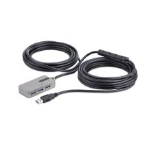 StarTech.com U01043-USB-EXTENDER, hub USB 3.2 Gen 1, velocidad de 5000 Mbit/s, Type-A, en colores negro y plata.