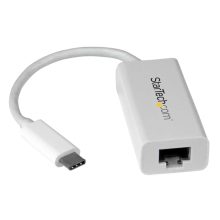 Adaptador de red Ethernet Gigabit USB-C de StarTech.com en color negro, con conexión USB 3.0 a RJ45, modelo US1GC30W