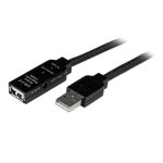 Cable de extensión USB 2.0 de 25 metros de StarTech. com, modelo USB2AAEXT25M, con conector macho a hembra y función amplificada para mayor alcance.