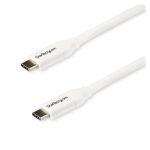 Cable de 2 metros color blanco StarTech.com USB-C a USB-C con capacidad de entrega de alimentación de 5A, SKU USB2C5C2MW