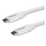 StarTech.com Cable 4m USB-C a USB-C de carga con capacidad para entrega de alimentación de 5A, USB Tipo C, USB 2.0, color blanco. SKU: USB2C5C4MW