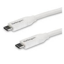 StarTech.com Cable 4m USB-C a USB-C de carga con capacidad para entrega de alimentación de 5A, USB Tipo C, USB 2.0, color blanco. SKU: USB2C5C4MW