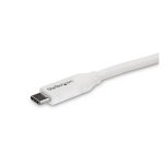 StarTech.com Cable 4m USB-C a USB-C de carga con capacidad para entrega de alimentación de 5A, USB Tipo C, USB 2.0, color blanco. SKU: USB2C5C4MW
