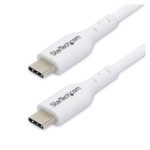StarTech.com cable de carga USB-C blanco de 2 metros, compatible con cargadores de 60W y 3A, modelo USB2CC2MNCWHE, diseñado para transferencia de datos USB 2.0 y conexiones macho a macho.