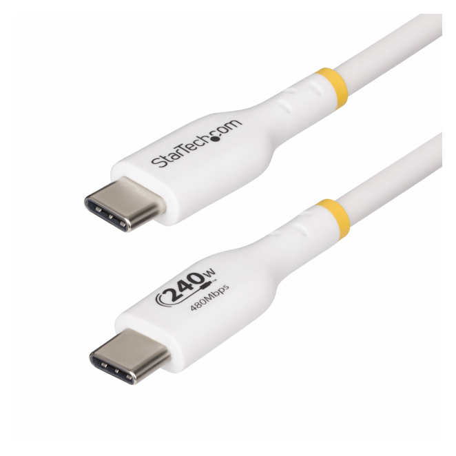 StarTech.com Cable USB-C 1m para Carga de Portátil - Blanco StarTech.com Cable de Carga para Portátil USB-C de 1m, USB 2.0 Tipo C, certificación USB-IF, PD 240W EPR, recubrimiento de TPE, SKU USB2EPR1MW - Blanco