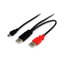 StarTech.com Cable de 1,8m USB 2.0 en Y para Discos Duros Externos con conexión Mini B a 2x USB A. SKU: USB2HABMY6
