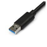 Imagen del Adaptador Tarjeta de Red NIC Externa USB 3.0 de StarTech, modelo USB31000SPTB, con un puerto Gigabit Ethernet RJ45 y un puerto USB en color negro.