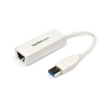 StarTech.com Adaptador Tarjeta de Red Externa NIC USB 3.0 a Ethernet Gigabit de 1 Puerto, SKU USB31000SW, conexión 1x RJ45 Hembra, 1x USBA, 10/100/1000 Mbps, color blanco