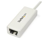 StarTech.com Adaptador Tarjeta de Red Externa NIC USB 3.0 a Ethernet Gigabit de 1 Puerto, SKU USB31000SW, conexión 1x RJ45 Hembra, 1x USBA, 10/100/1000 Mbps, color blanco