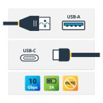 Imagen del cable de carga y sincronización StarTech.com de 1 metro, tipo USB-A a USB-C con velocidad de transferencia de 10Gbps. SKU USB31AC1M.