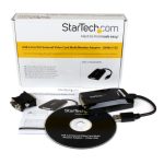 Imagen del adaptador StarTech USB32DVIPRO que convierte USB 3.0 a DVI y VGA, soportando una resolución de hasta 2048x1152. Ideal para monitores externos y compatible con Mac y Windows.