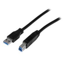 Imagen del cable certificado StarTech.com de 1 metro USB 3.0 Super Speed con conector USB B macho a USB A macho. SKU: USB3CAB1M