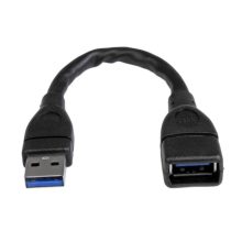 StarTech.com Cable Extensor USB 3.0 de 15cm, alargador USB 3.0 SuperSpeed en color negro, SKU USB3EXT6INBK