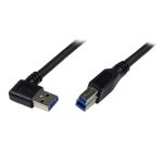 Cable USB 3.0 de 1 metro de StarTech.com, con conector USB B Macho a USB A Macho acodado en ángulo derecho, color negro, SKU USB3SAB1MRA