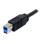 Imagen del cable StarTech.com USB 3.0 SuperSpeed de 3 metros en color negro con conectores A Macho a B Macho. SKU: USB3SAB3MBK.