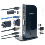 StarTech.com Docking Station USB 3.0 de 2 Monitores para Portátil con HDMI y DVI/VGA, hub ladrón 6x USB-A, GbE y audio, SKU USB3SDOCKHD