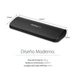 Estación de acoplamiento StarTech.com USB 3.0 para 2 monitores con conexiones HDMI, DVI y VGA. Incluye hub ladrón con 3 puertos USB-A, Ethernet y audio. SKU: USB3SDOCKHDV